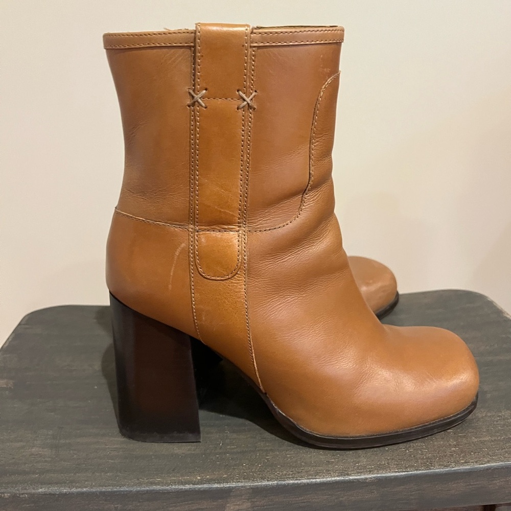 Free People Naomi Tan Leather Heel Boots
